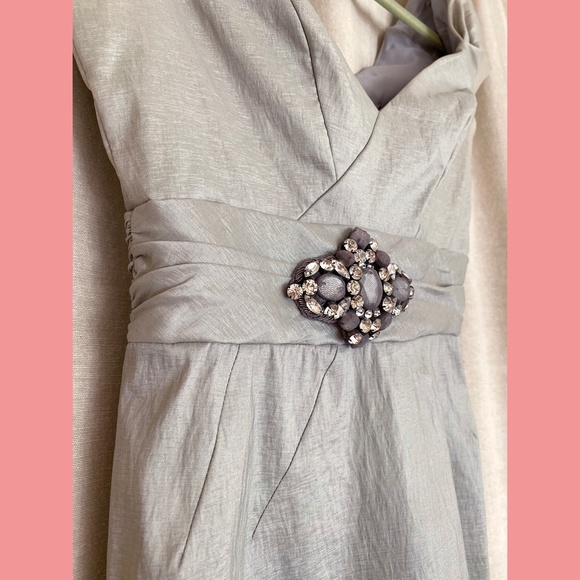 Shimmery Silver Badgley Mischka Midi Dress - Picture 3 of 12